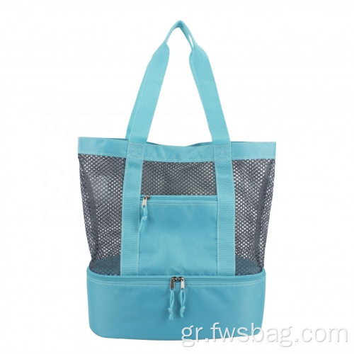 Custom Mesh Beach Picnic Tote Μονωμένη ψυγμένη τσάντα